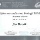 Tri  týždne  na  českých  univerzitách - 04.certifikát - SÚČASNÁ BIOLÓGIA