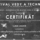 Lukáš jánošík sa zúčastnil festivalu vedy a techniky - certifikatlj